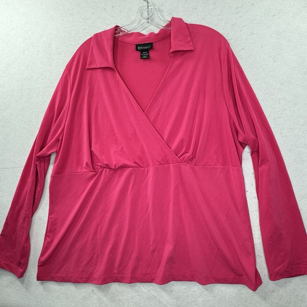 Lane Bryant 18/20 Babydoll Top Women’s Plus Size 1X Pink LS Stretch Blouse - Picture 11 of 11